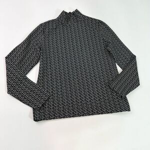 Tommy Hilfiger Zendaya Tops Womens 16 Black White Turtleneck Monogram Pullover